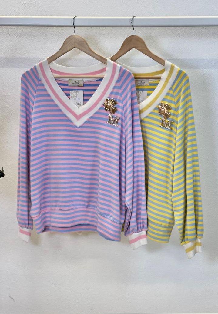 V NECK STRIPED BLOUSE