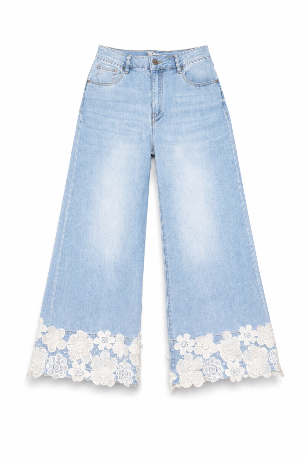 LACE BLOOM WIDE LEG JEANS